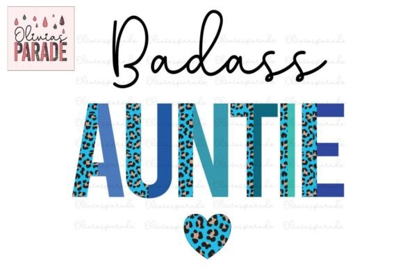 Badass Auntie Blue Leopard Print Boy PNG for Aunts