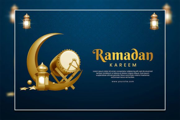 Blue Gold Ramadan Kareem Poster Template