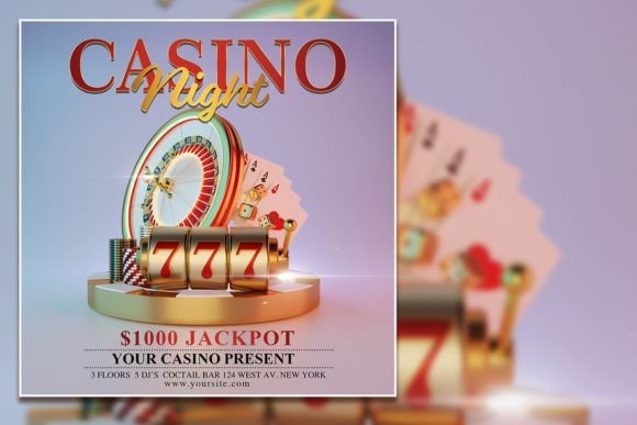 Casino Night Social Media Post: Editable Invitation Design