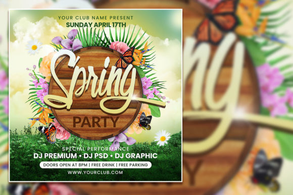 Colorful Spring Party Social Media Post Template