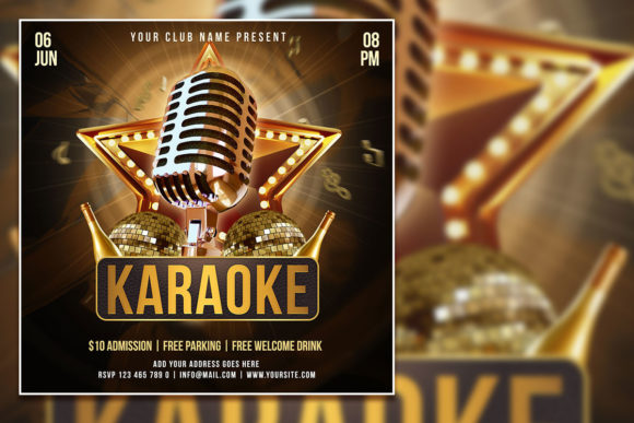 Creative Gold Karaoke Social Media Post: Design Your Event