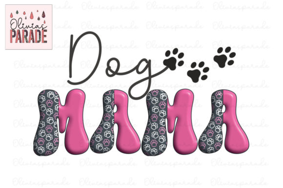Dog Mama Clipart: 3D Paw Print Design for Crafters