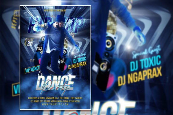 Hip Hop Dance Party Flyer: Editable PSD Template