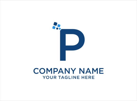 Modern Letter P Digital Logo Design Template for Brands