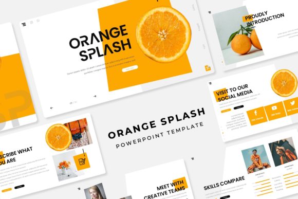 Orange Splash Power Point Template: A Dynamic Design Asset